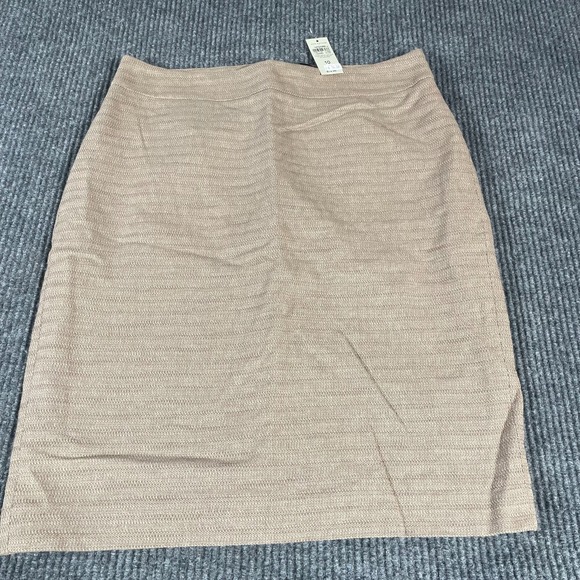 Ann Taylor Skirt Womens 8 Beige Cotton Blend Lined Workwear Career Classic New - Picture 1 of 11